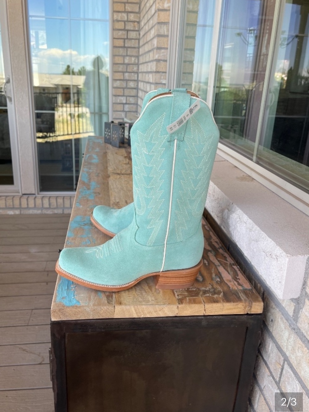 Justin Boots Mint Green Leather Western Ankle Booties